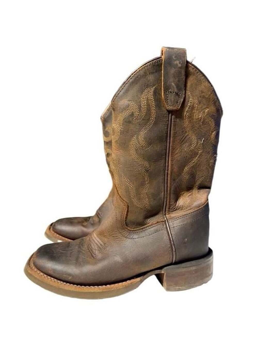 OLD WEST WESTERN KIDS BOOT SIZE 11.5-D DARK BROWN LEATHER